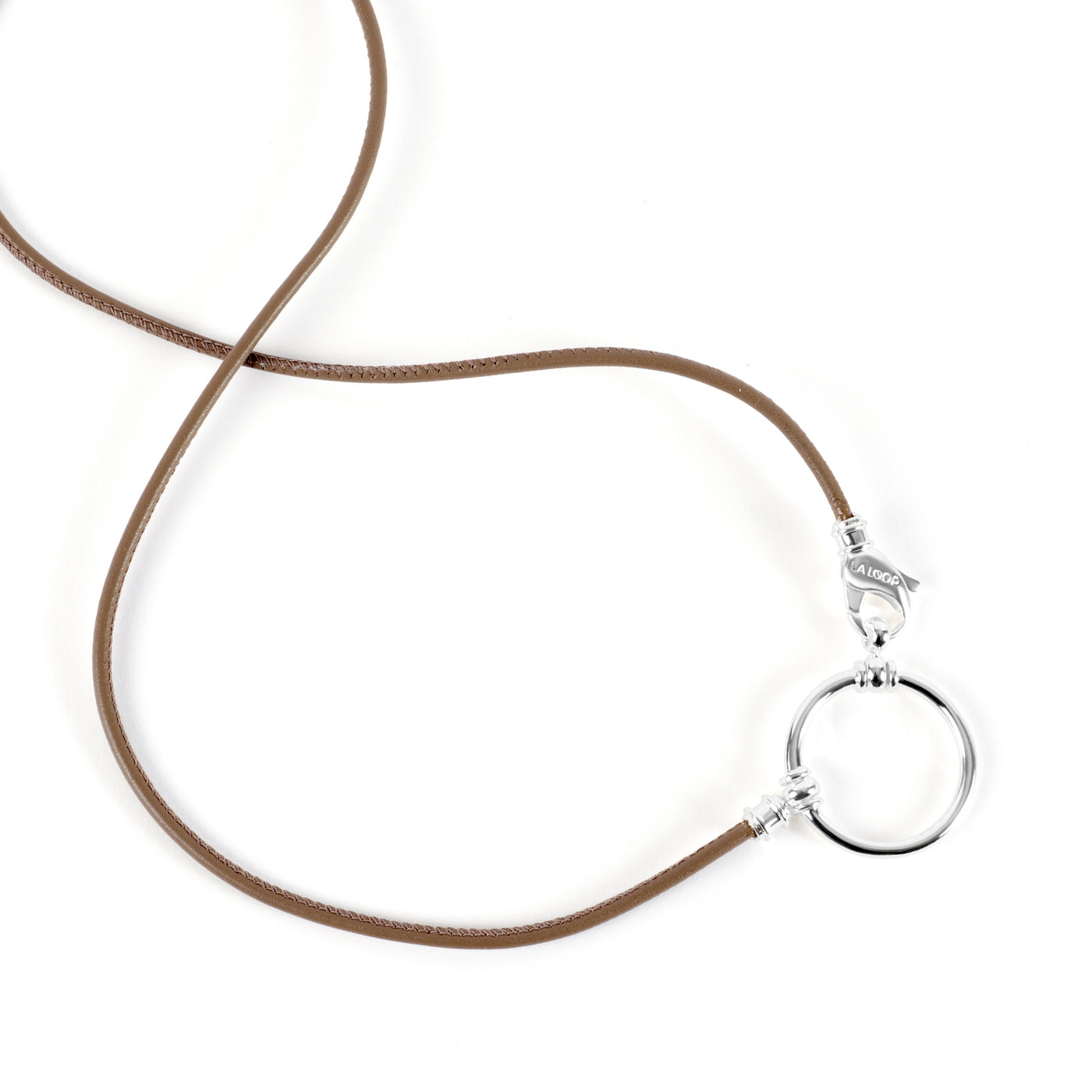 Earth Italian Stitched Leather with Silver Plated Loop & Clasp