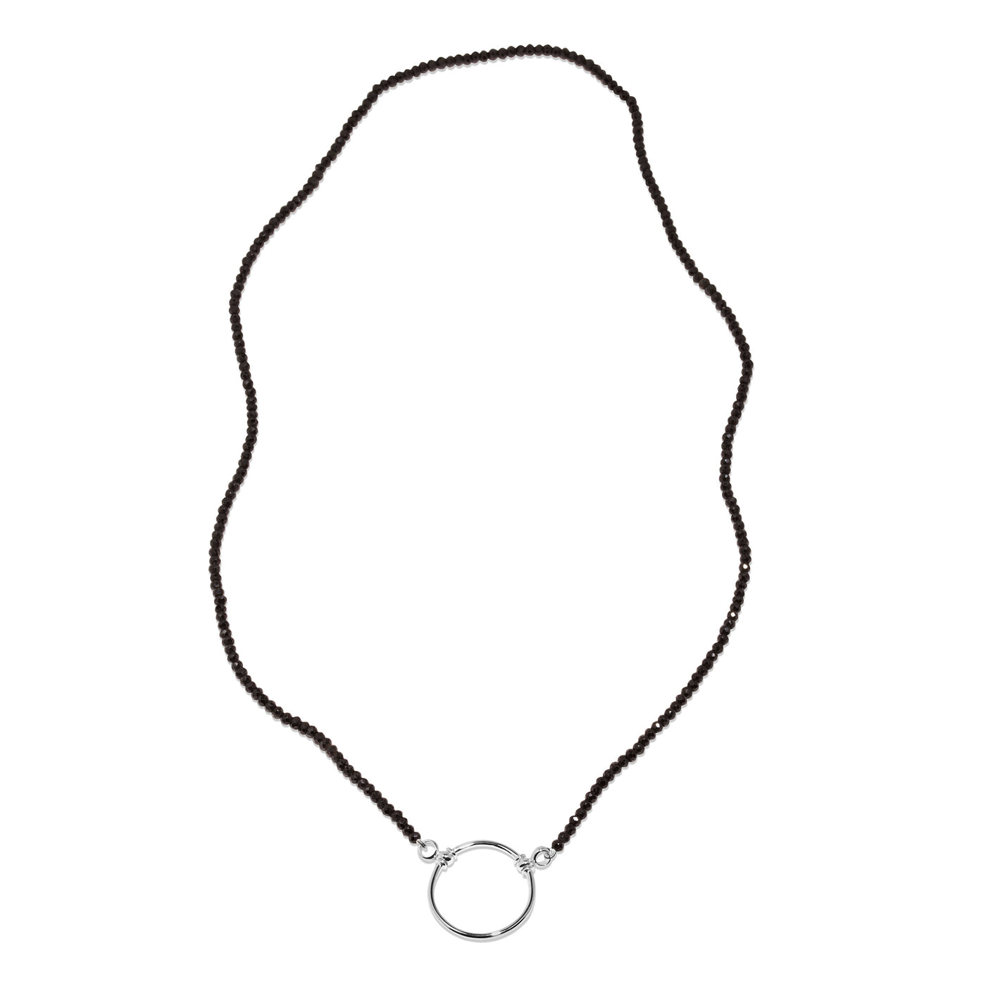 Black Spinel with Silver Plated Loop