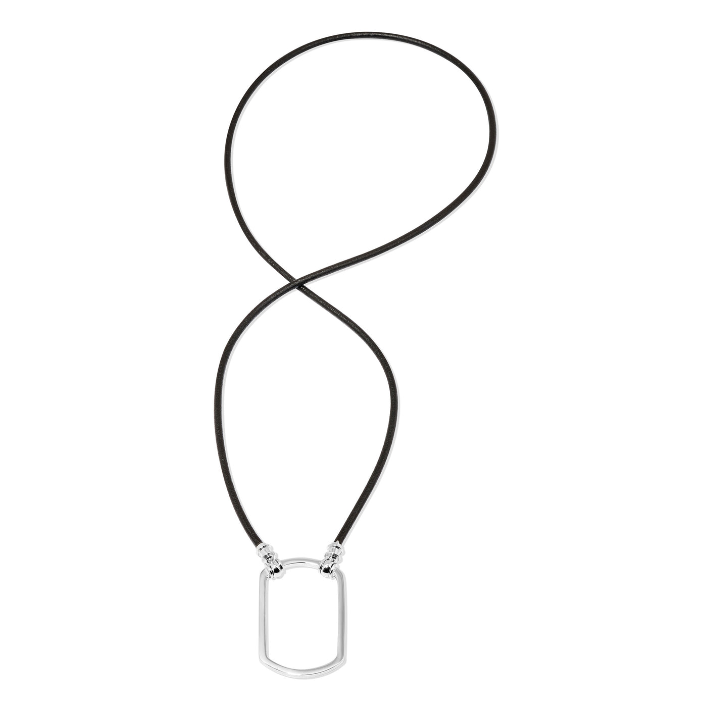 Leather Dog Tag Silver Plated, Longer Length