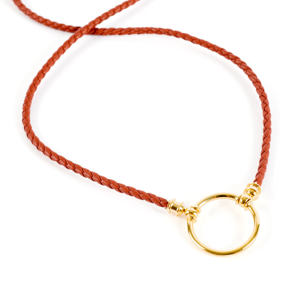 Cognac Braided Leather with Gold