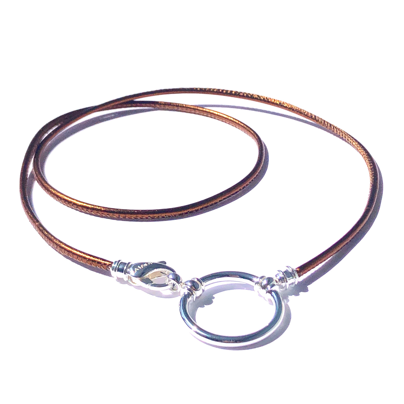Bronze Italian Stitched Leather with Silver Plated Loop & Clasp