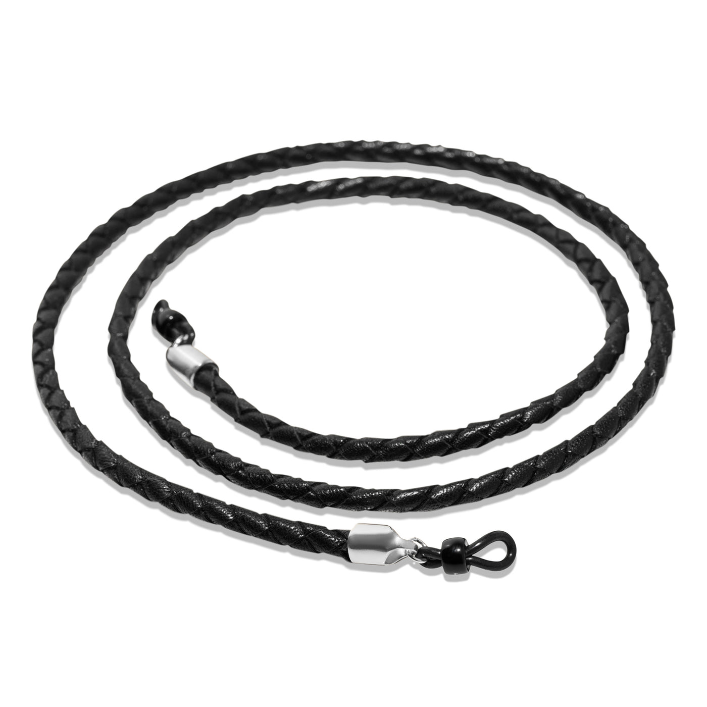 Black Italian Braided Leather with Sterling