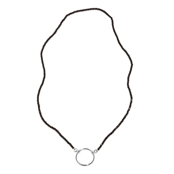 Black Spinel with Silver Plated Loop