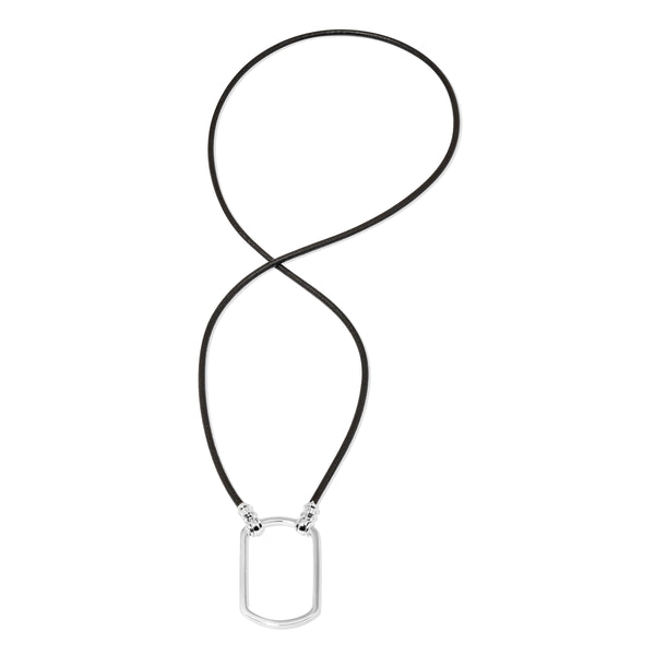 Leather Dog Tag Silver Plated, Longer Length